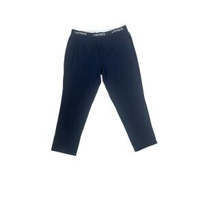 Lacoste Mens Black Lounge Pants Elastic Waistband‎ Logo Print